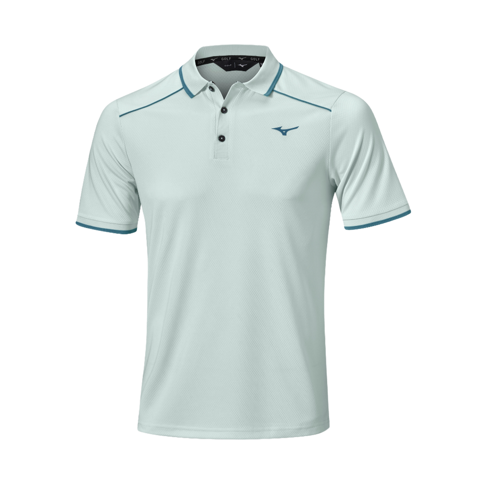 Mizuno Rib Knitted Short Sleeve Polo Shirt Pale Blue